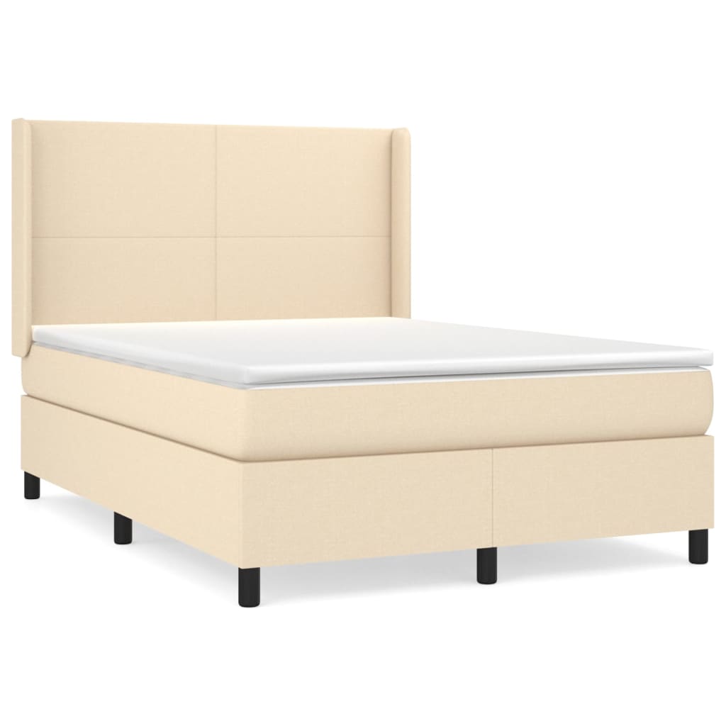 Krevet s oprugama i madracem krem 140x200 cm od tkanine