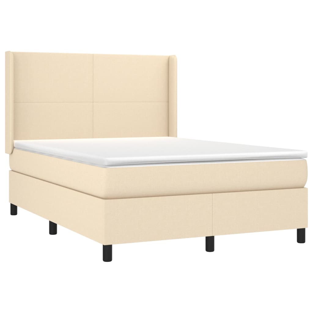 Krevet s oprugama i madracem krem 140x200 cm od tkanine