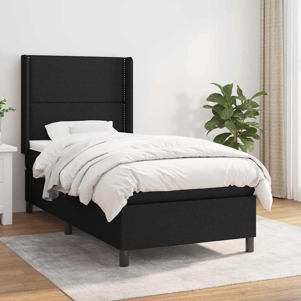 Box spring krevet s madracem crni 90x190 cm od tkanine