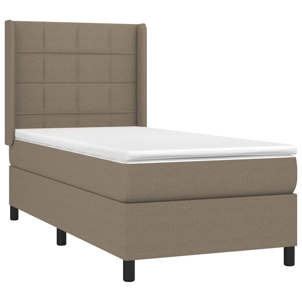 Krevet s oprugama i madracem smeđesivi 100 x 200 cm od tkanine