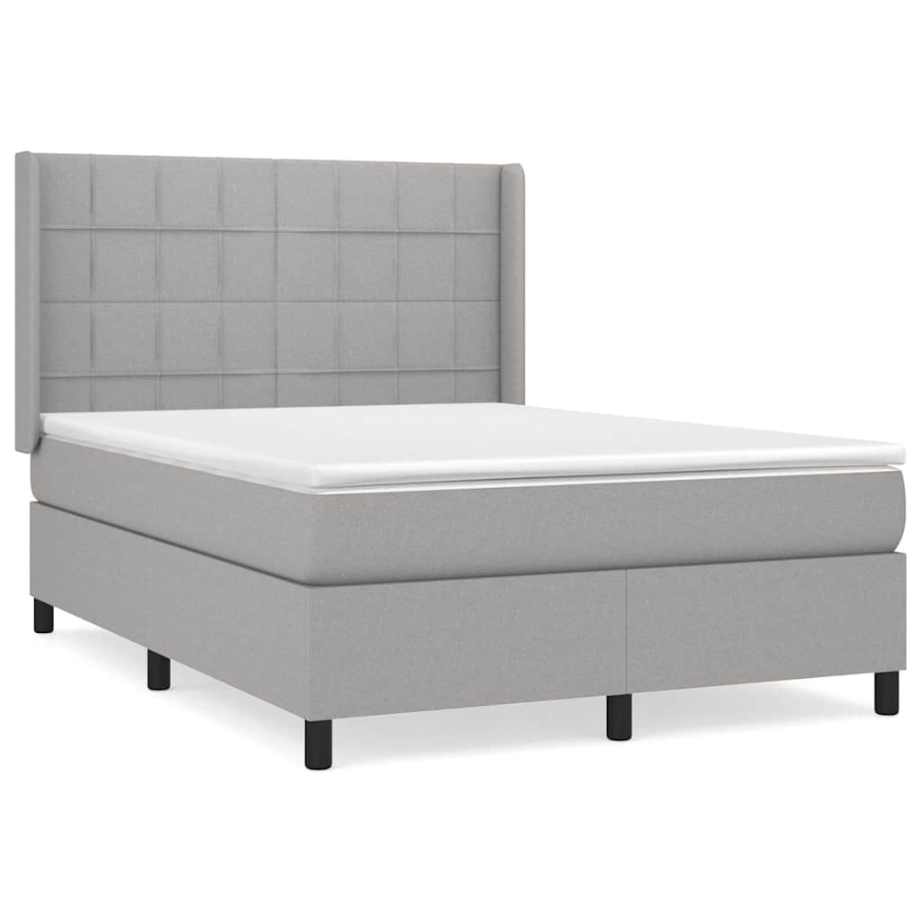 Krevet box spring s madracem svjetlosivi 140x200 cm od tkanine