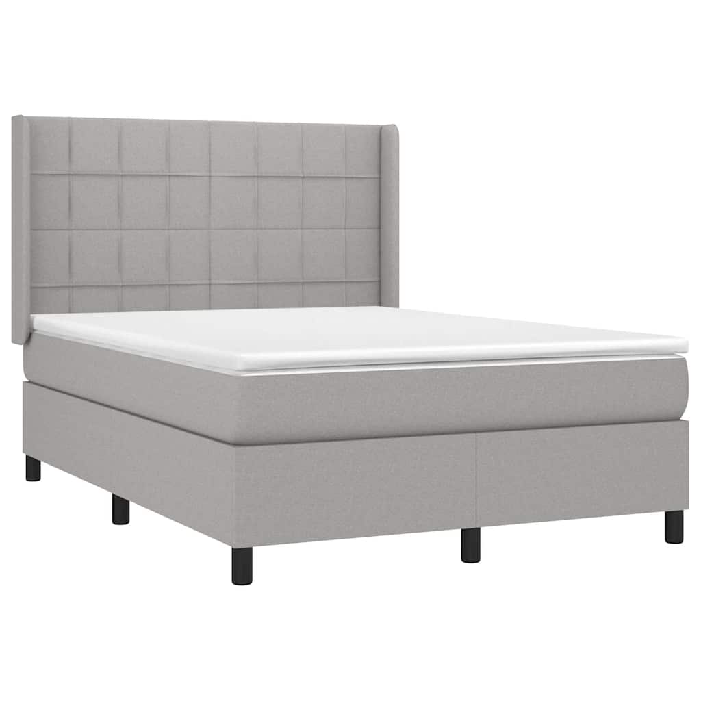 Krevet box spring s madracem svjetlosivi 140x200 cm od tkanine