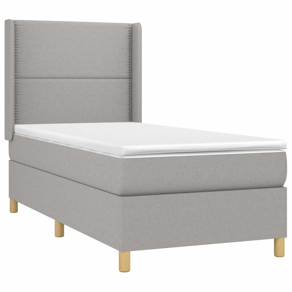 Box spring krevet s madracem svjetlosivi 90x190 cm od tkanine