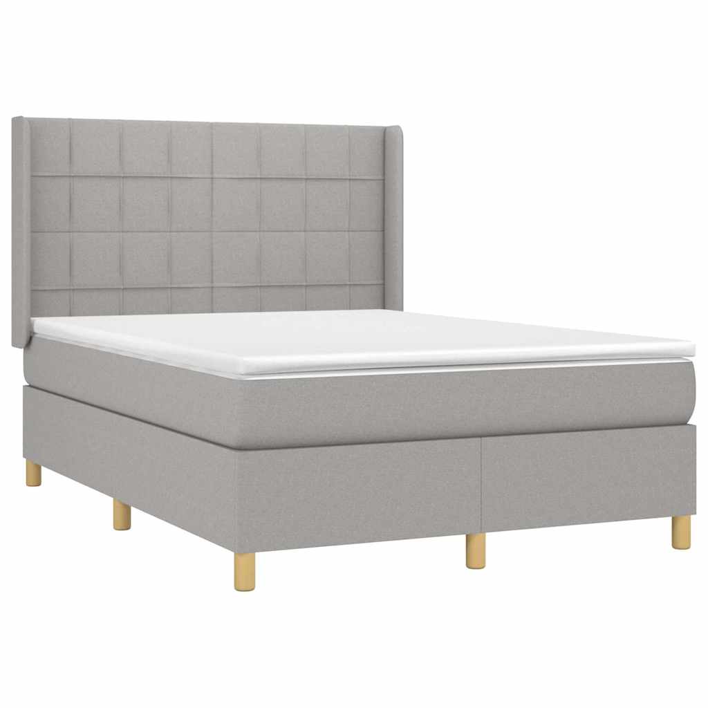 Krevet s oprugama i madracem svjetlosivi 140x190 cm od tkanine