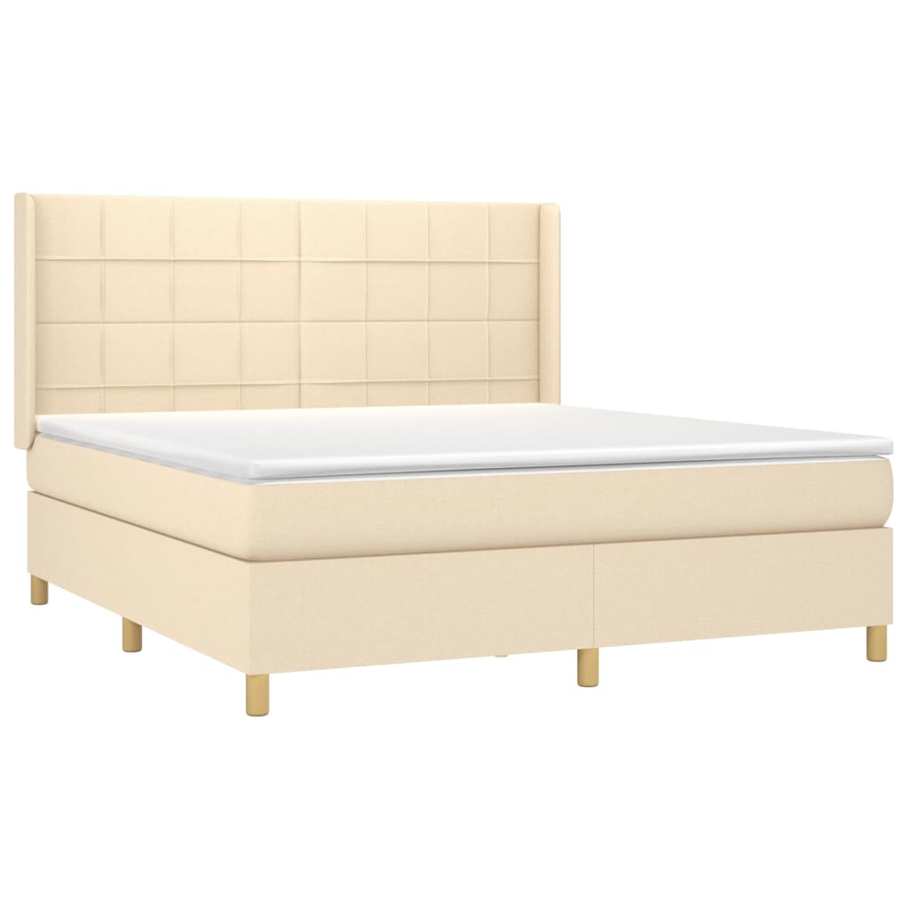 Krevet s oprugama i madracem krem 160x200 cm od tkanine
