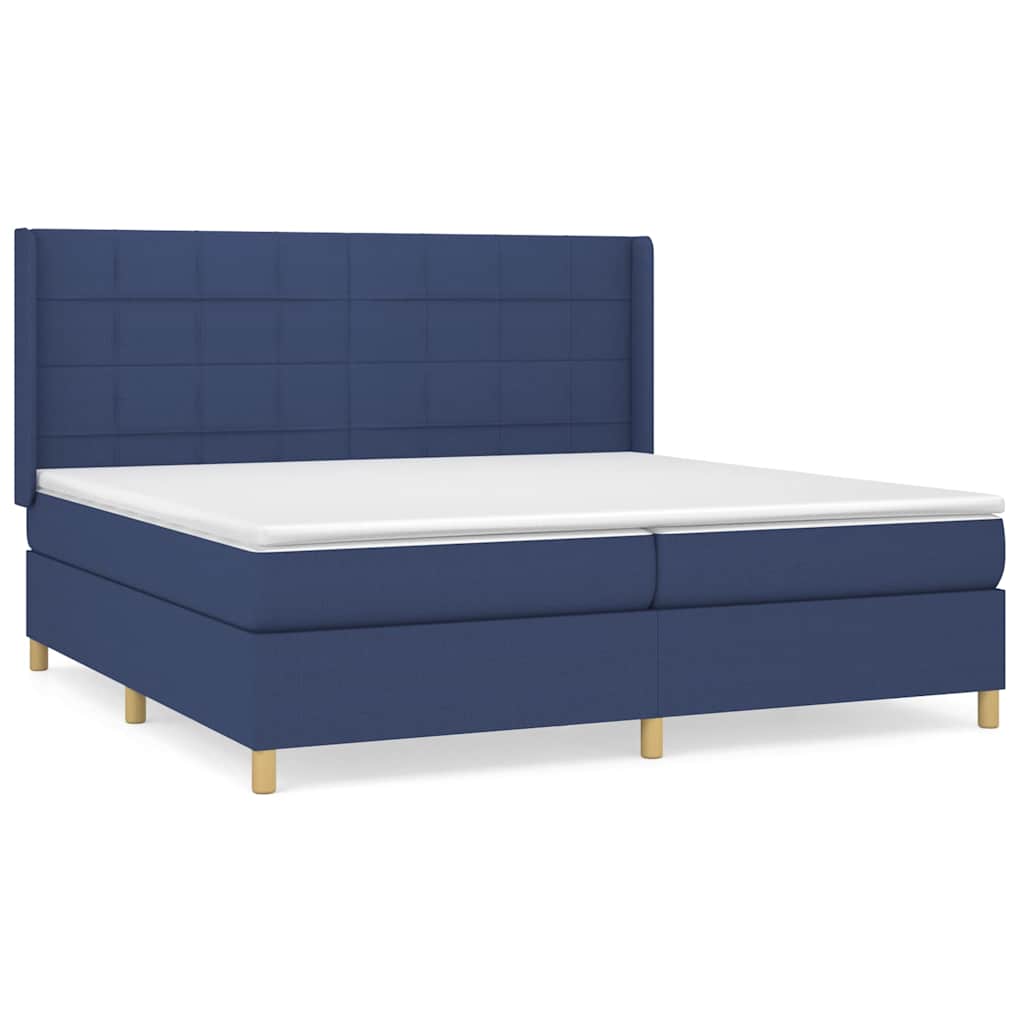 Krevet s oprugama i madracem plavi 200 x 200 cm od tkanine