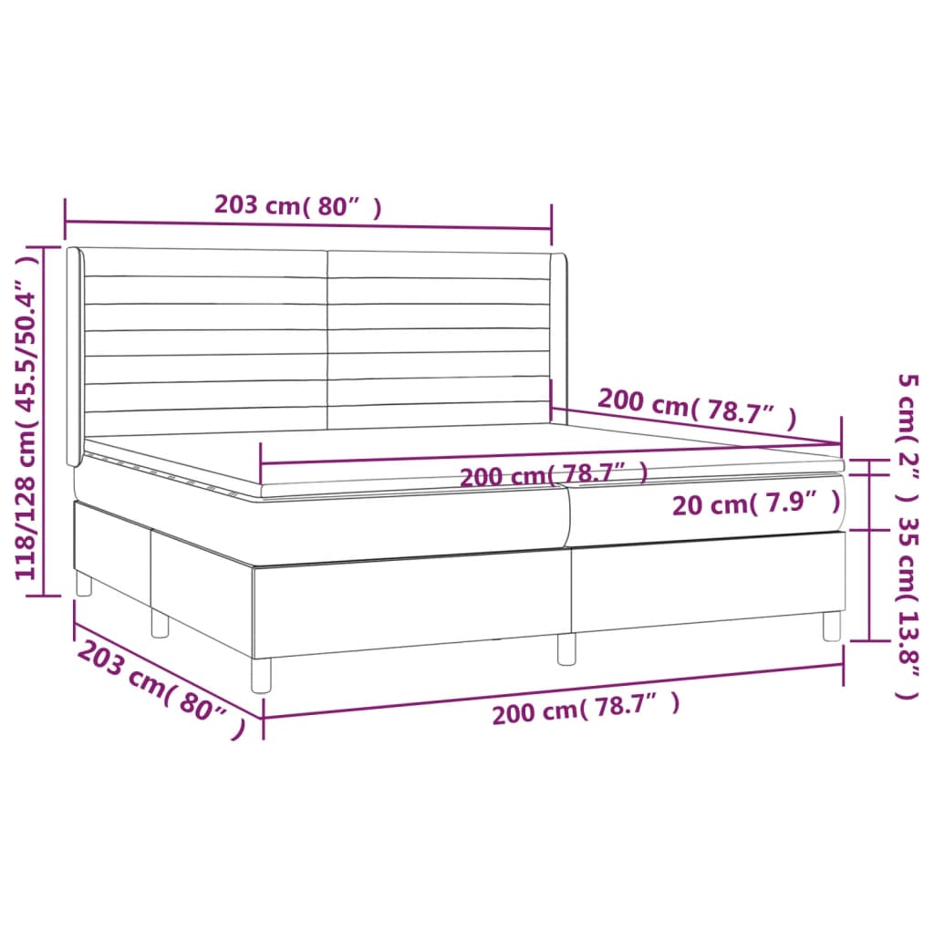 Krevet s oprugama i madracem plavi 200 x 200 cm od tkanine