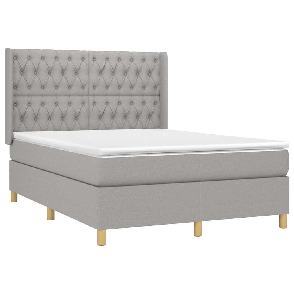 Krevet box spring s madracem svjetlosivi 140x200 cm od tkanine