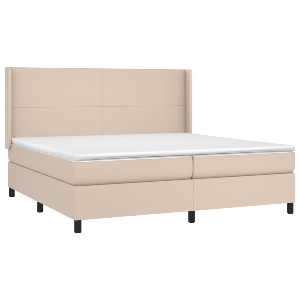 Krevet box spring s madracem cappuccino 200x200cm umjetna koža