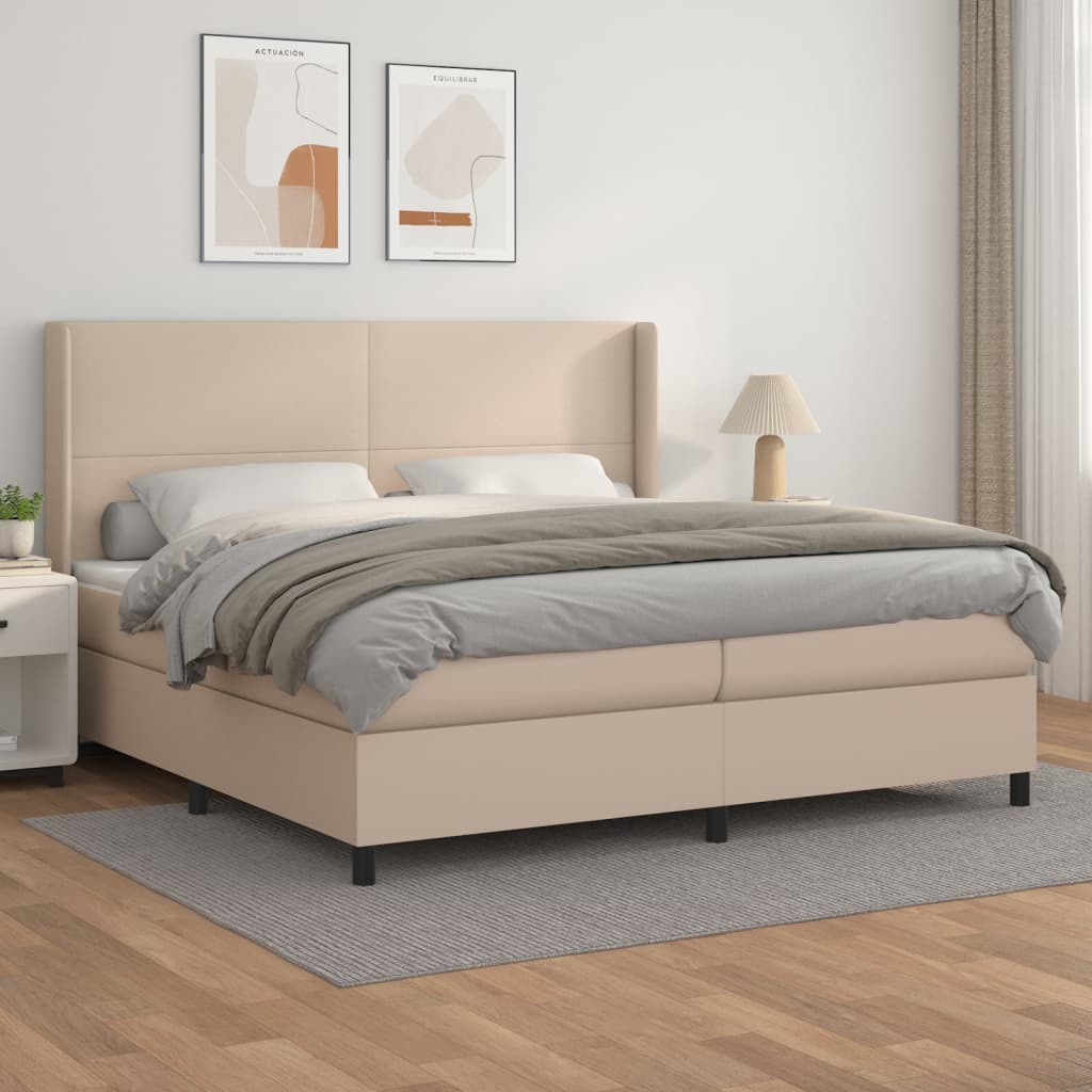 Krevet box spring s madracem cappuccino 200x200cm umjetna koža