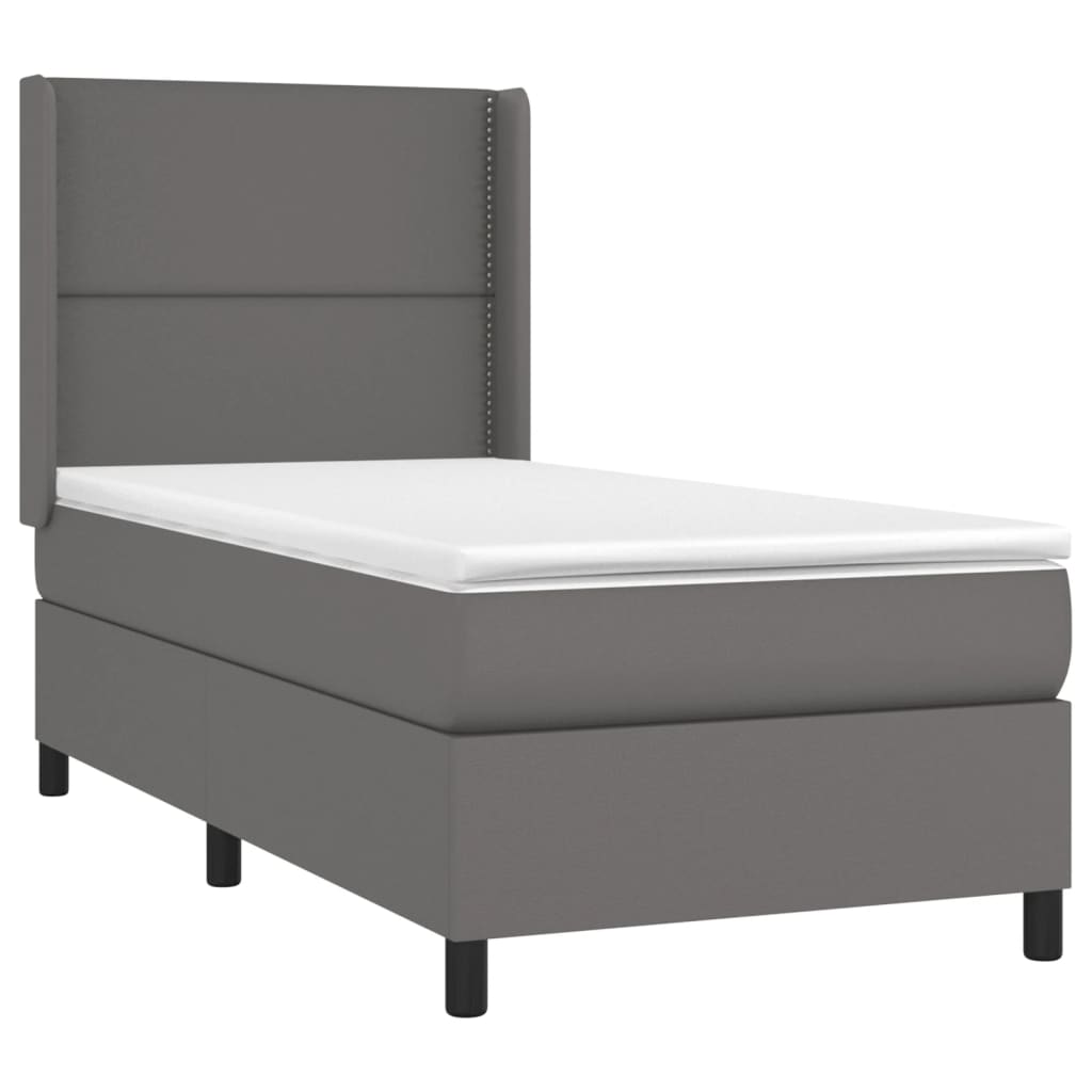 Krevet s oprugama i madracem sivi 100x200 cm od umjetne kože
