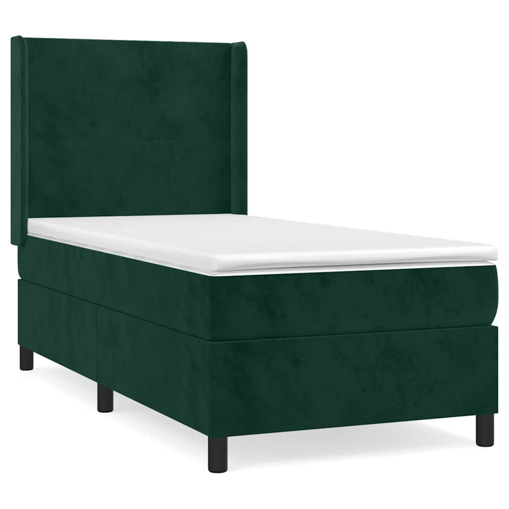 Box spring krevet s madracem tamnozeleni 80 x 200 cm baršunasti