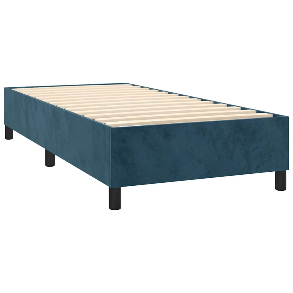 Box spring krevet s madracem tamnoplavi 90x200 cm baršunasti