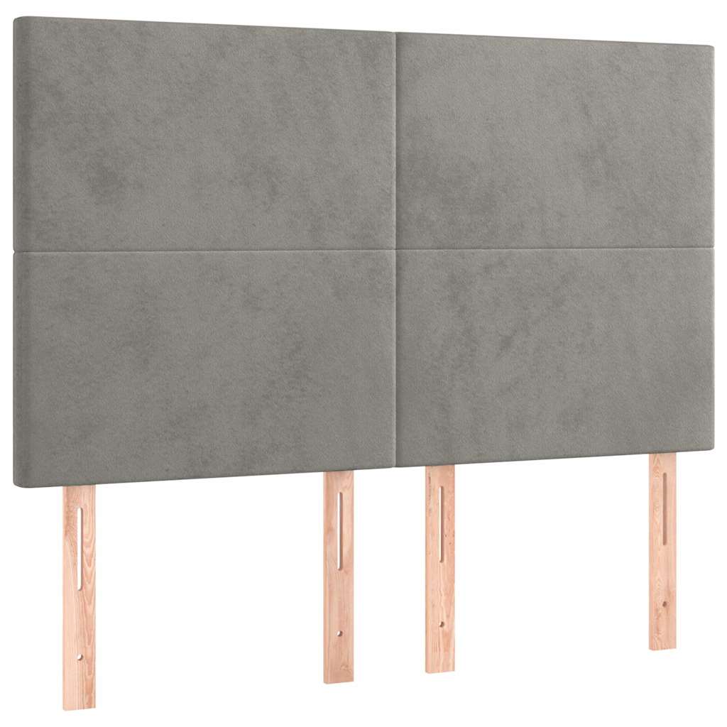 Krevet s oprugama i madracem svjetlosivi 140x190 cm baršunasti