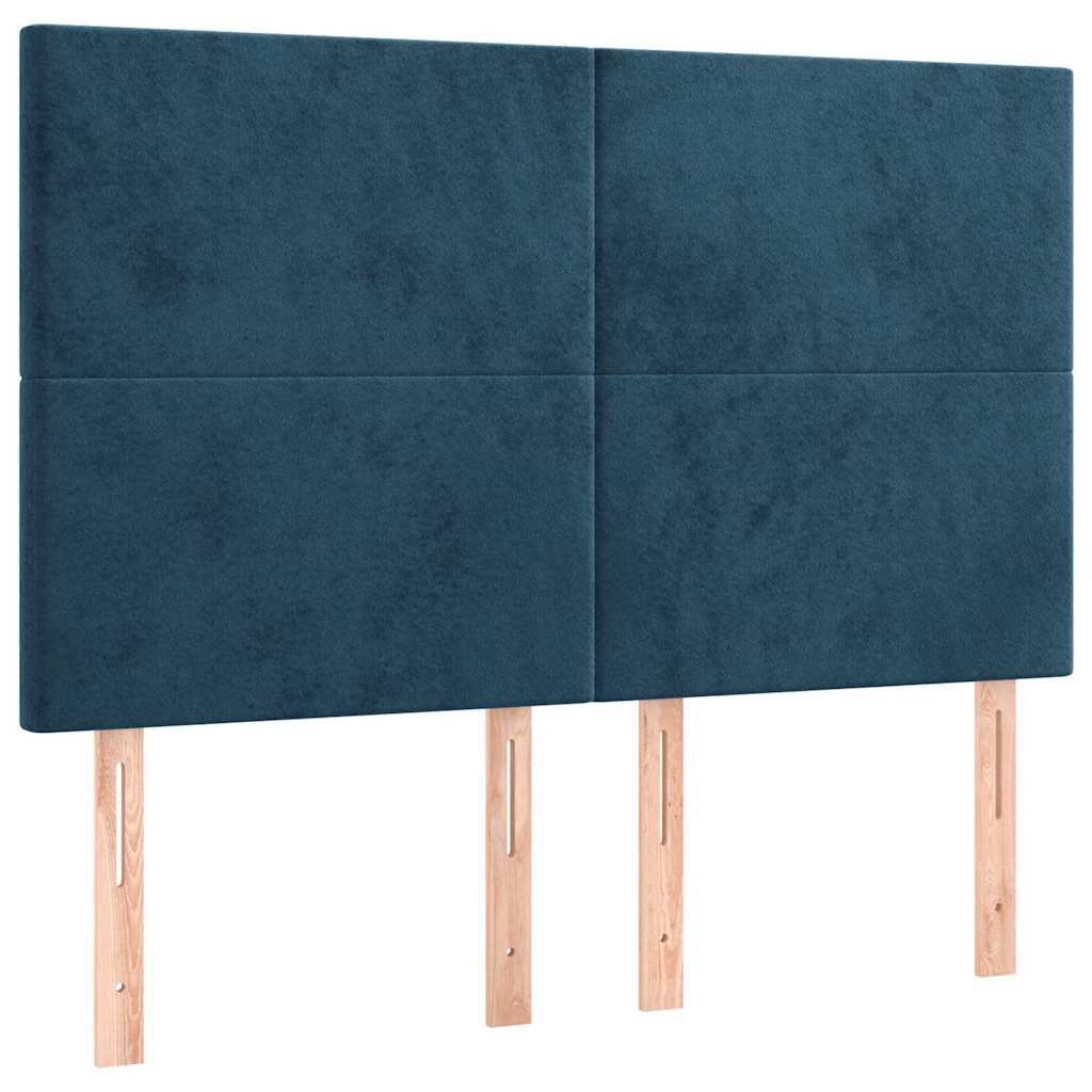 Krevet s oprugama i madracem tamnoplavi 140x200 cm baršunasti