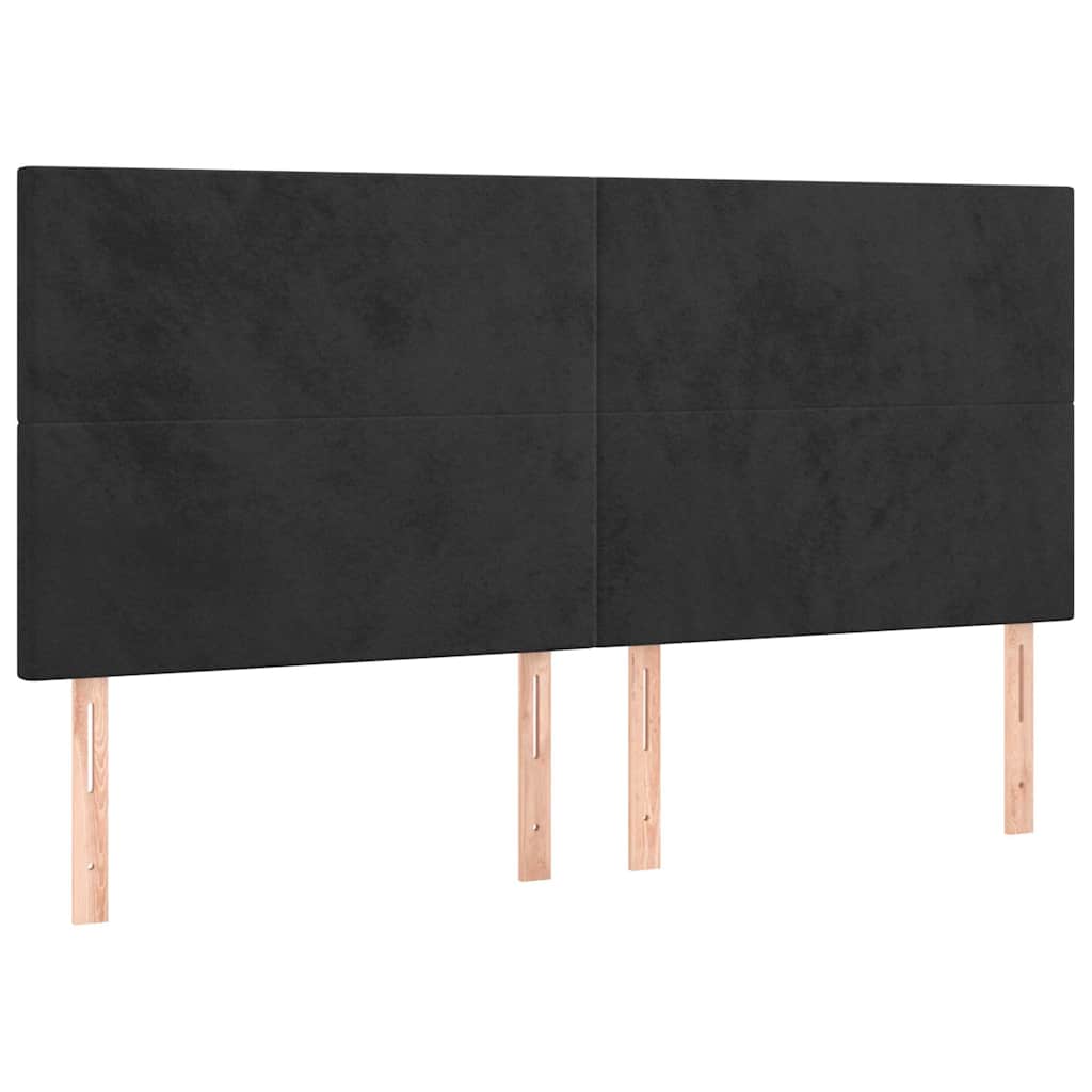 Krevet s oprugama i madracem crni 200x200 cm baršunasti