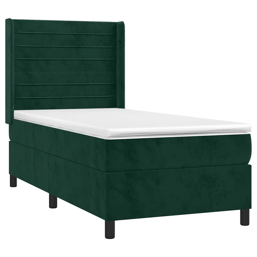 Box spring krevet s madracem tamnozeleni 90x190 cm baršunasti