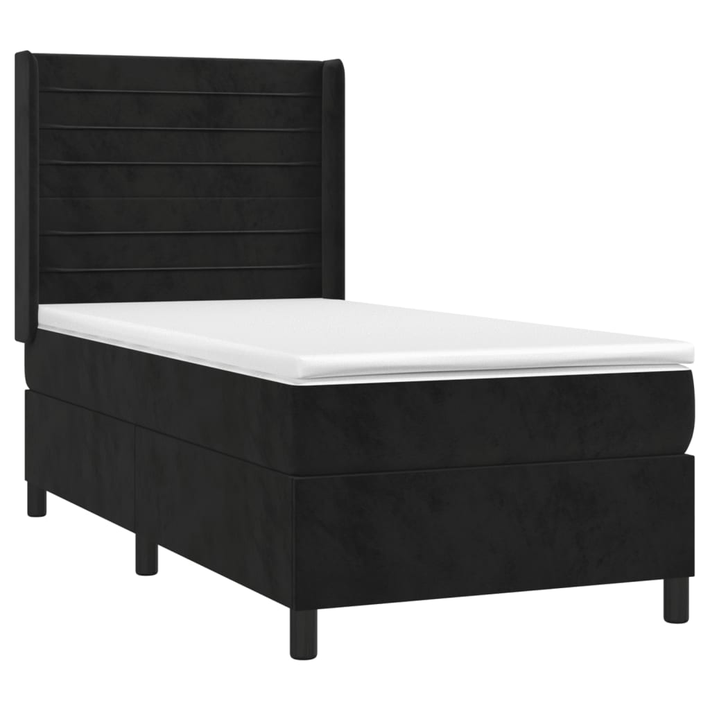 Box spring krevet s madracem crni 90x200 cm baršunasti