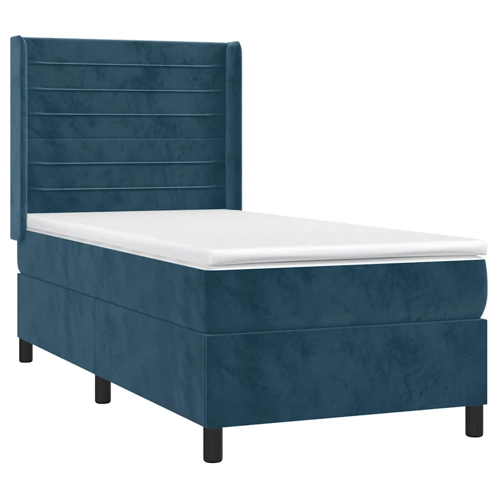 Box spring krevet s madracem tamnoplavi 90x200 cm baršunasti