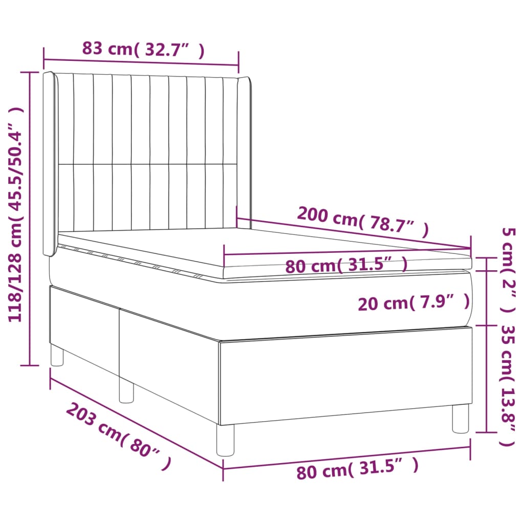 Box spring krevet s madracem ružičasti 80 x 200 cm baršunasti