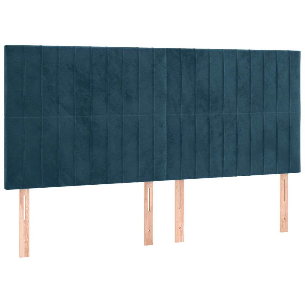 Krevet s oprugama i madracem tamnoplavi 200x200 cm baršunasti