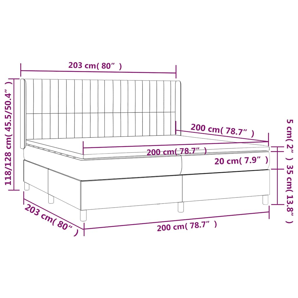 Krevet s oprugama i madracem tamnoplavi 200x200 cm baršunasti