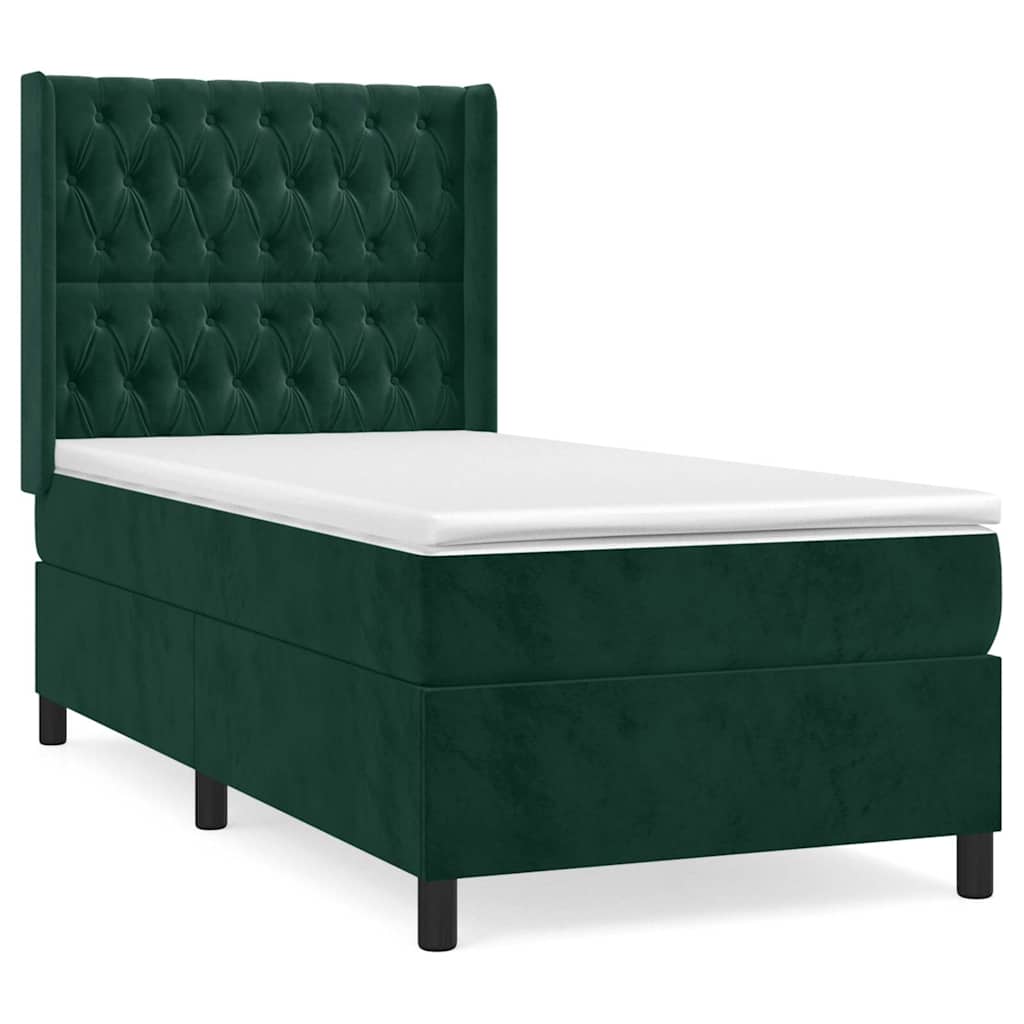 Box spring krevet s madracem tamnozeleni 80 x 200 cm baršunasti
