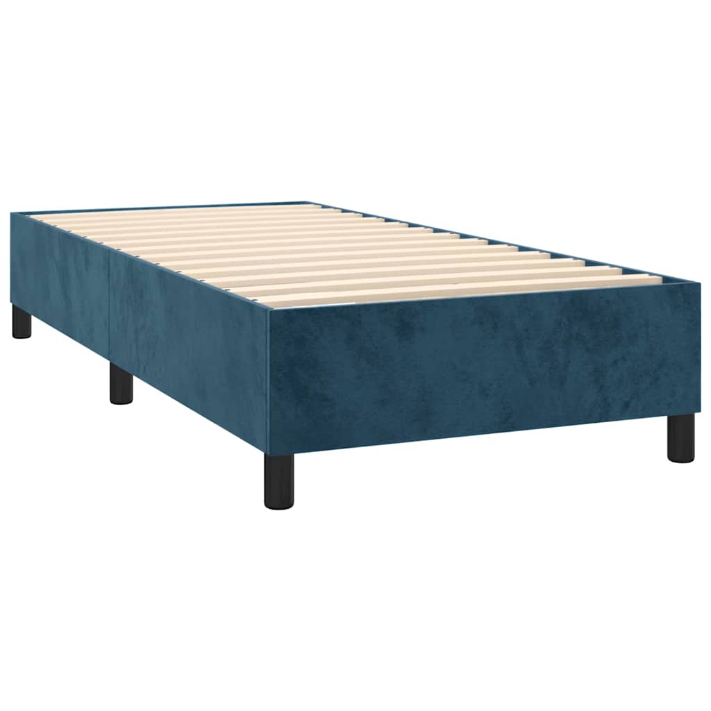 Box spring krevet s madracem tamnoplavi 90x200 cm baršunasti