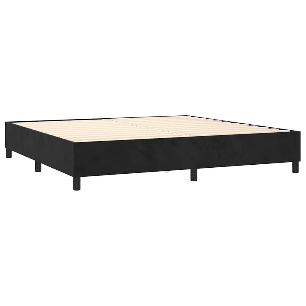 Krevet s oprugama i madracem crni 200x200 cm baršunasti