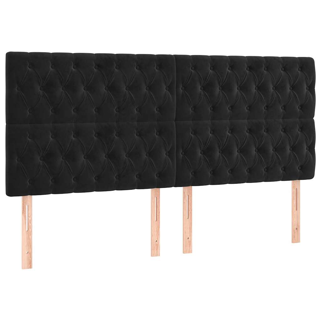 Krevet s oprugama i madracem crni 200x200 cm baršunasti