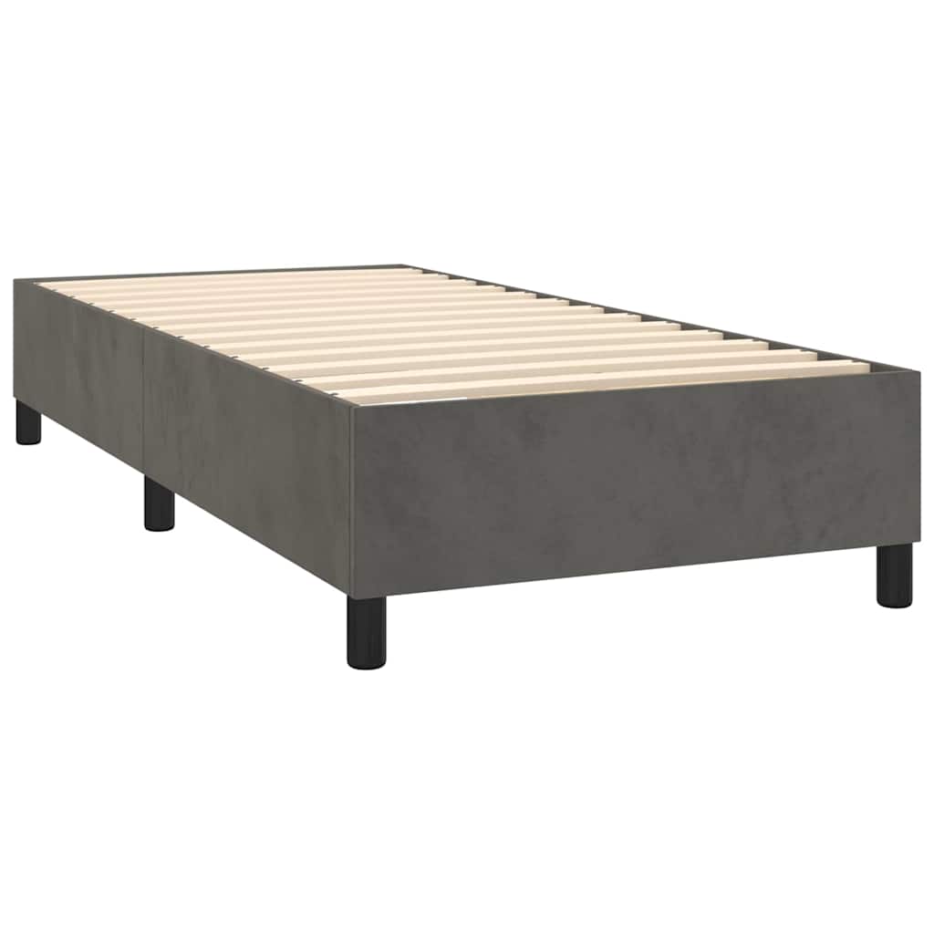 Box spring krevet s madracem tamnosivi 90x200 cm baršunasti