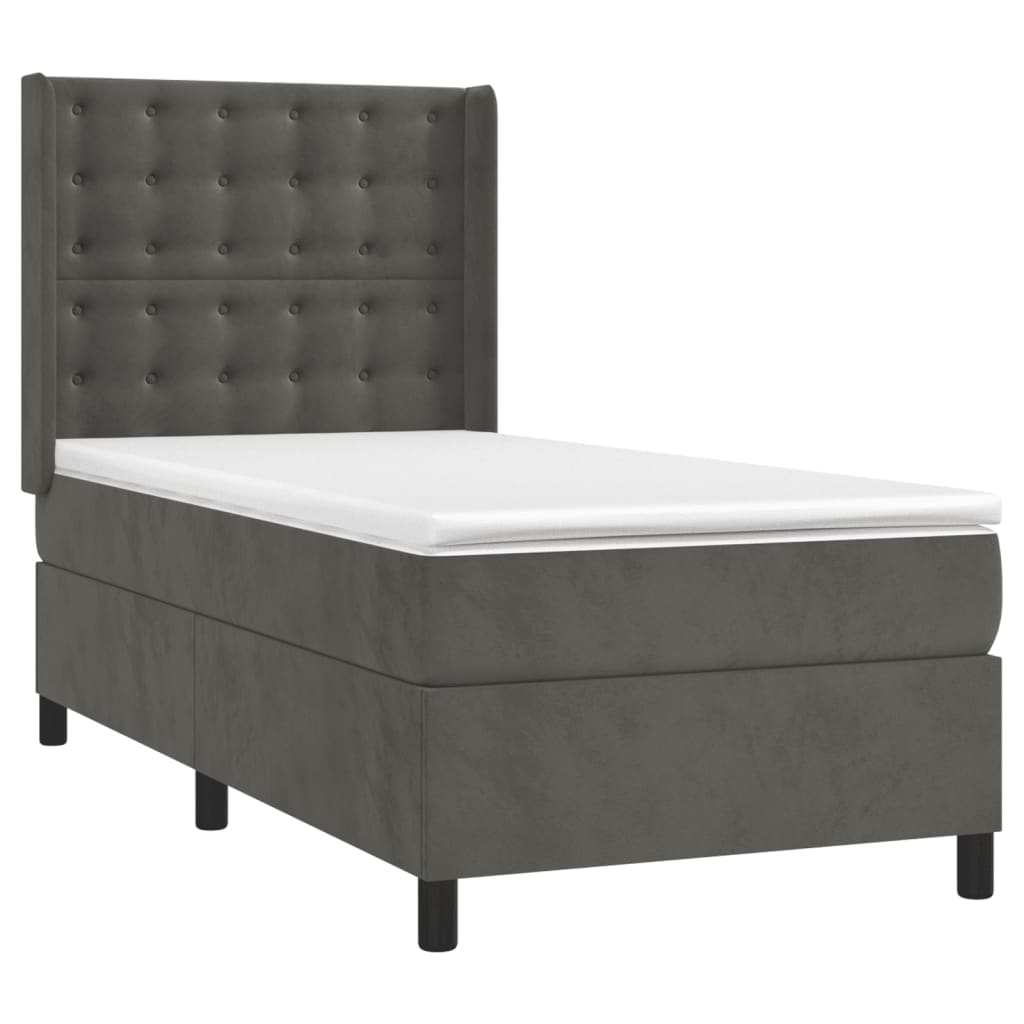 Box spring krevet s madracem tamnosivi 100x200 cm baršunasti