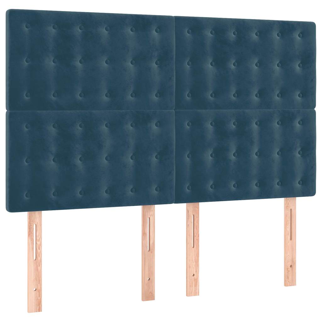 Krevet s oprugama i madracem tamnoplavi 140x200 cm baršunasti