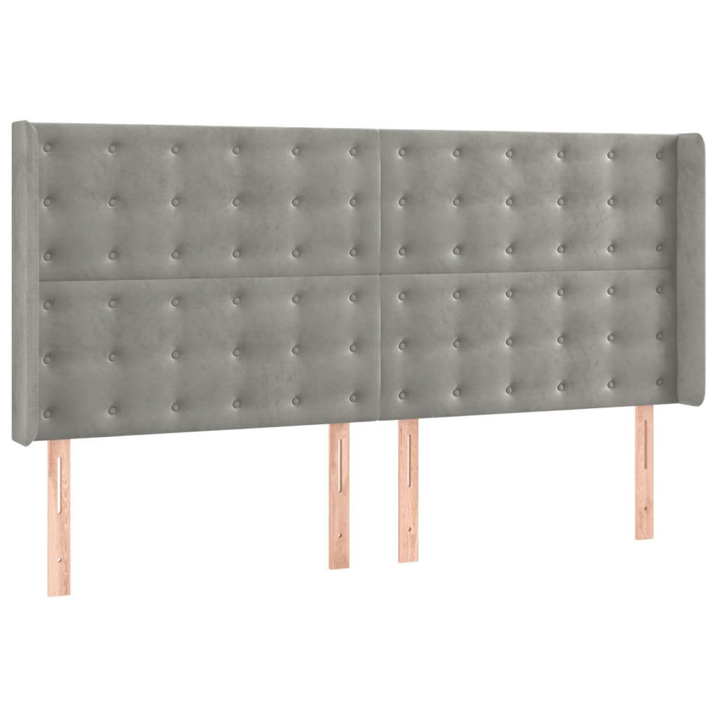 Krevet s oprugama i madracem svjetlosivi 200x200 cm baršunasti