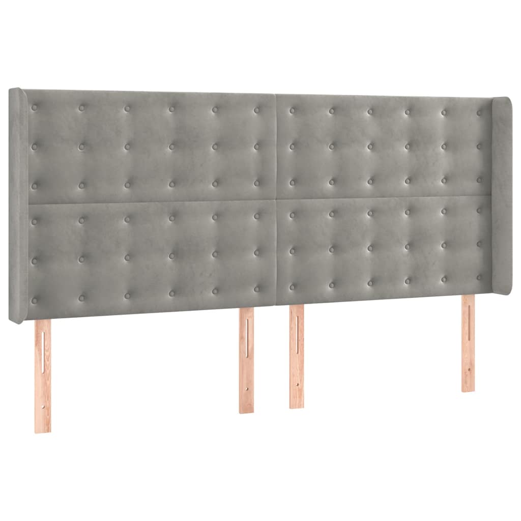 Krevet s oprugama i madracem svjetlosivi 200x200 cm baršunasti