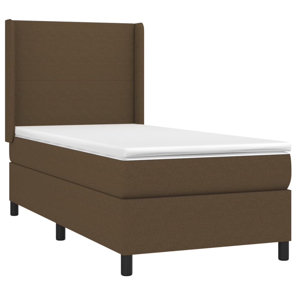 Krevet box spring s madracem LED tamnosmeđi 80 x 200 cm tkanina