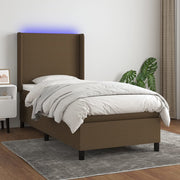 Krevet box spring s madracem LED tamnosmeđi 80 x 200 cm tkanina
