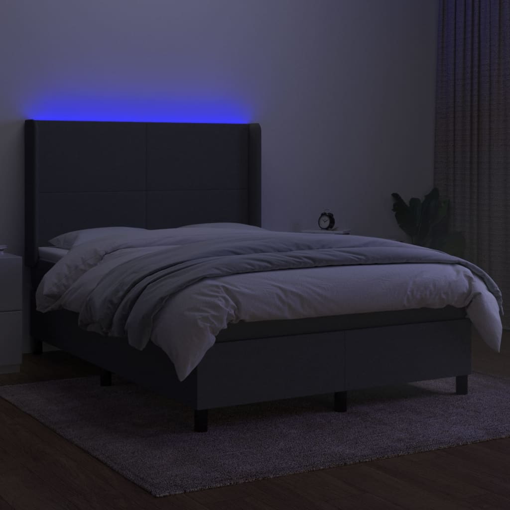 Krevet box spring s madracem LED tamnosivi 140x190cm od tkanine
