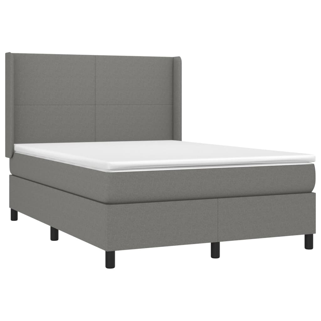 Krevet box spring s madracem LED tamnosivi 140x190cm od tkanine