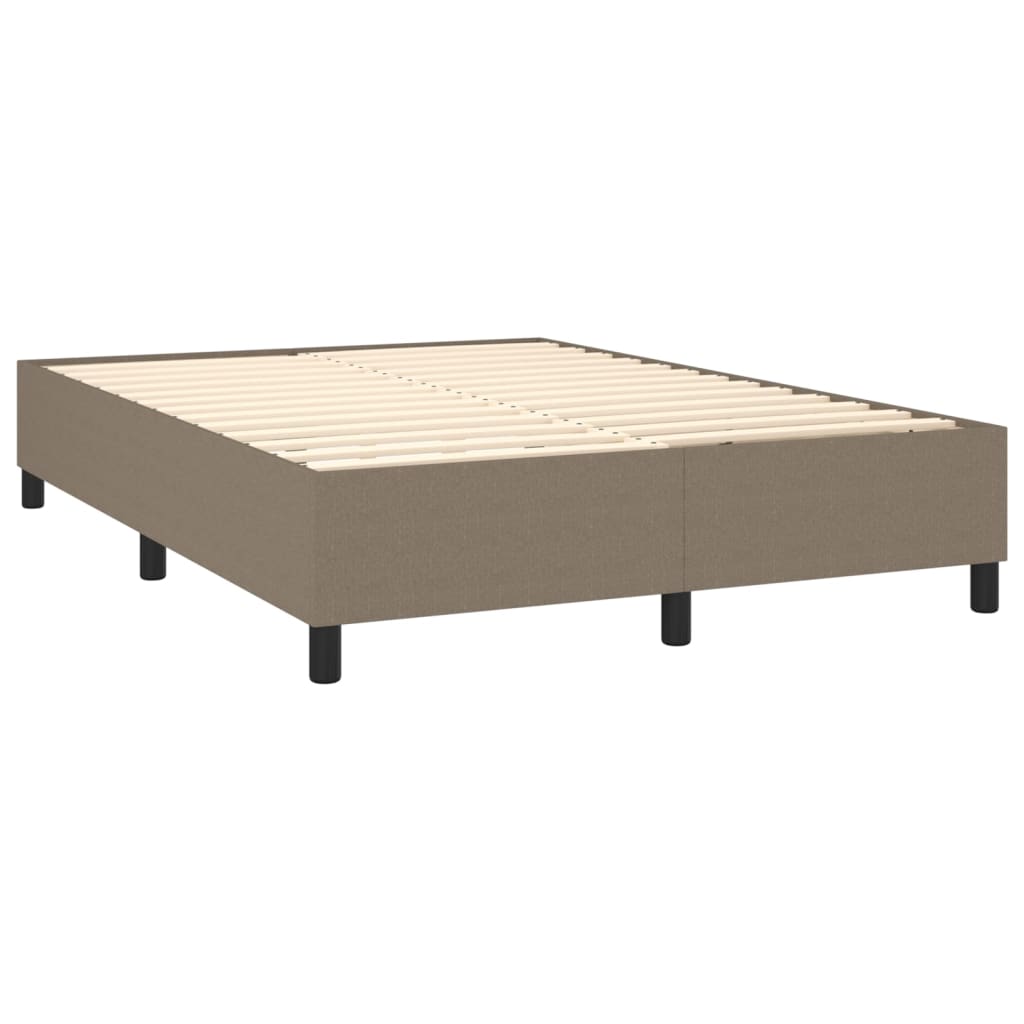 Krevet box spring s madracem LED smeđesivi 140x190 cm tkanina