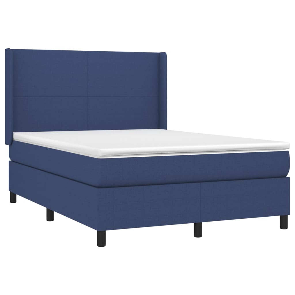 Krevet box spring s madracem LED plavi 140x190 cm od tkanine