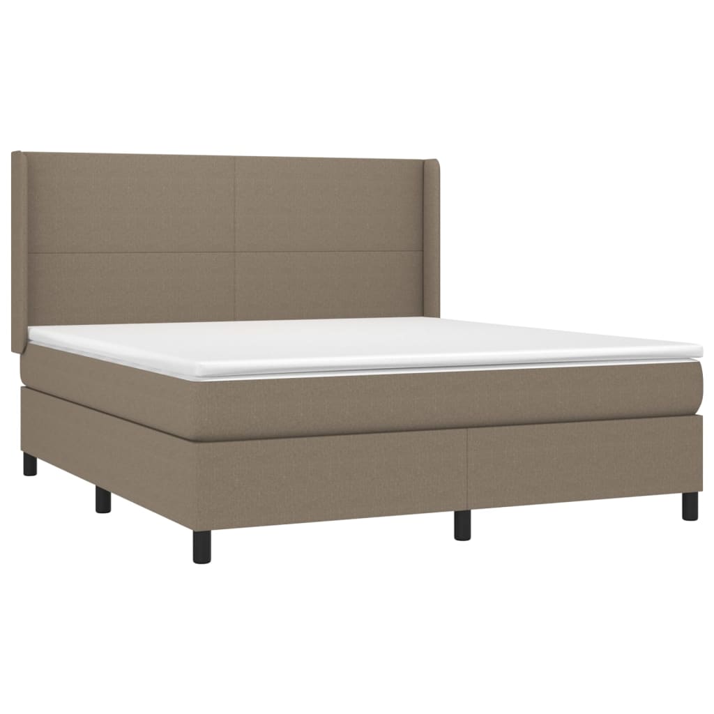 Krevet box spring s madracem LED smeđesivi 160x200 cm tkanina