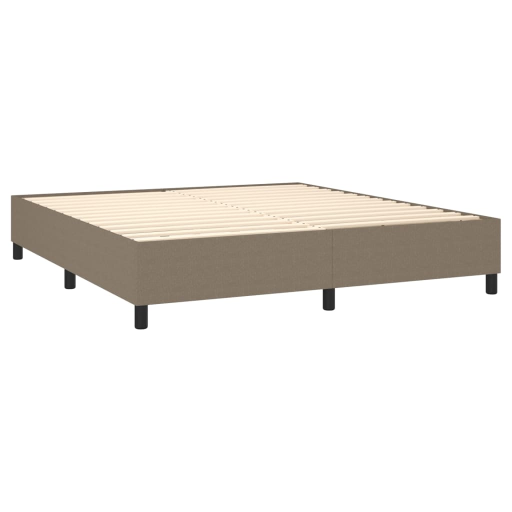 Krevet box spring s madracem LED smeđesivi 160x200 cm tkanina