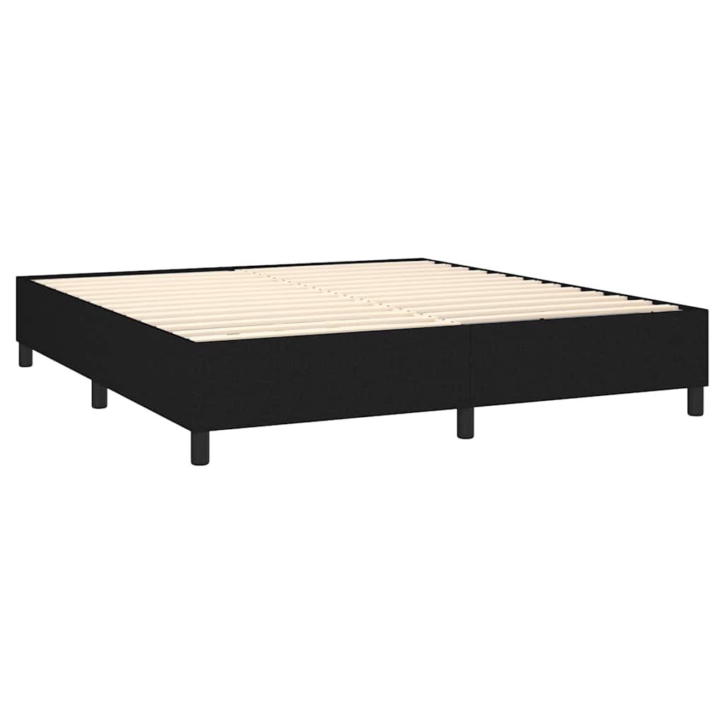 Krevet box spring s madracem LED crni 180x200 cm od tkanine