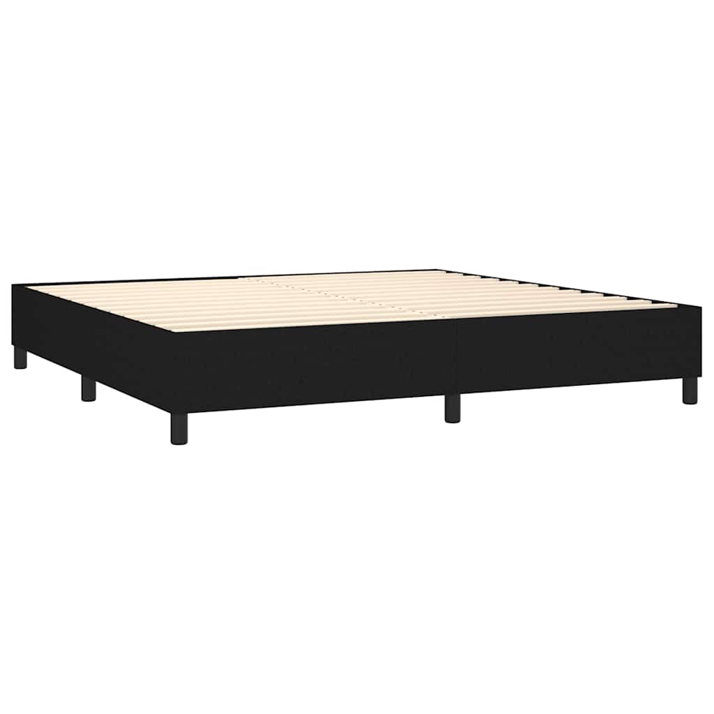 Krevet box spring s madracem LED crni 200x200 cm od tkanine