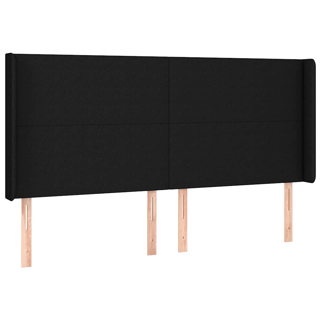 Krevet box spring s madracem LED crni 200x200 cm od tkanine