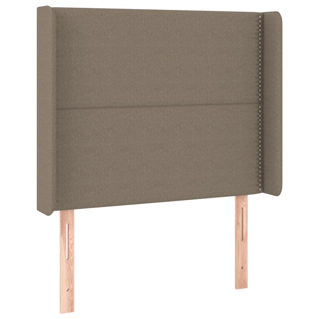 Krevet box spring s madracem LED smeđesivi 90x190 cm tkanina
