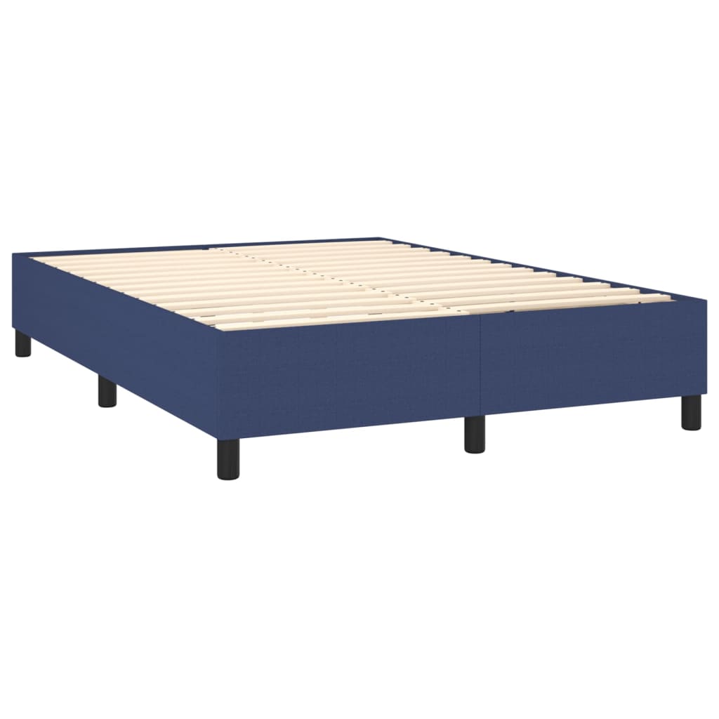 Krevet box spring s madracem LED plavi 140x200 cm od tkanine