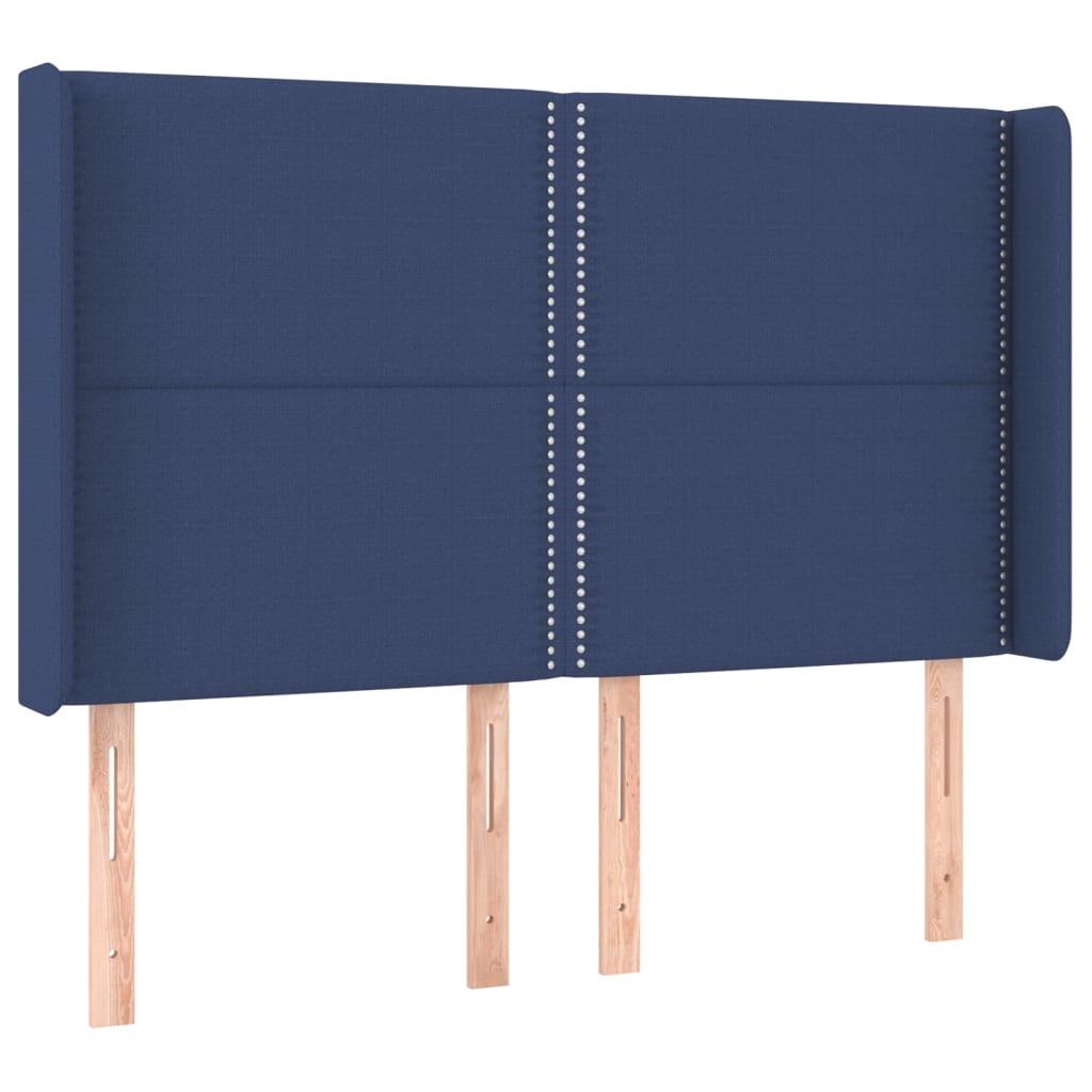 Krevet box spring s madracem LED plavi 140x200 cm od tkanine