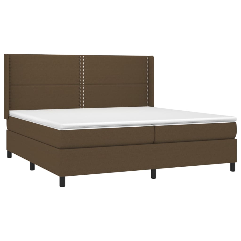 Krevet box spring s madracem LED tamnosmeđi 200x200 cm tkanina